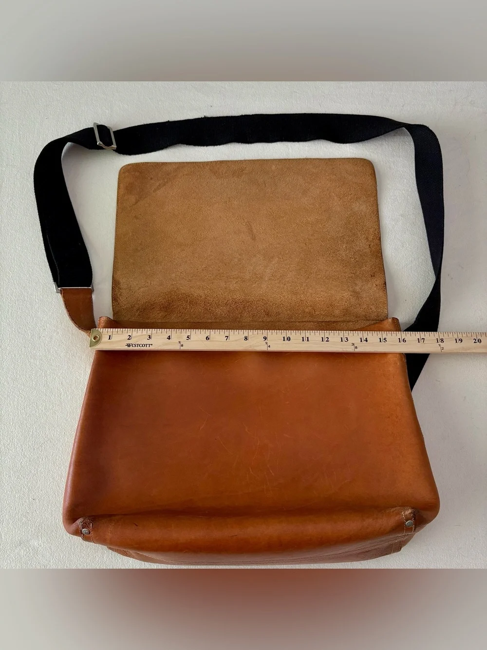 RARE Vintage Jack Spade Bridle Leather Messenger Field Bag Cognac Brown HTF